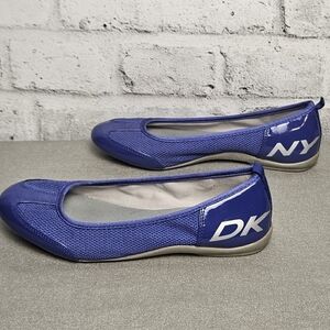 DKNY Blue Mesh Ballet Flats Logo Slip On Shoes Women Size 6.5